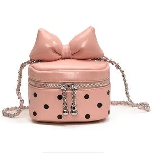 Bow Mini Bag Chain Bucket Crossbody Pink and Black bag 🎀